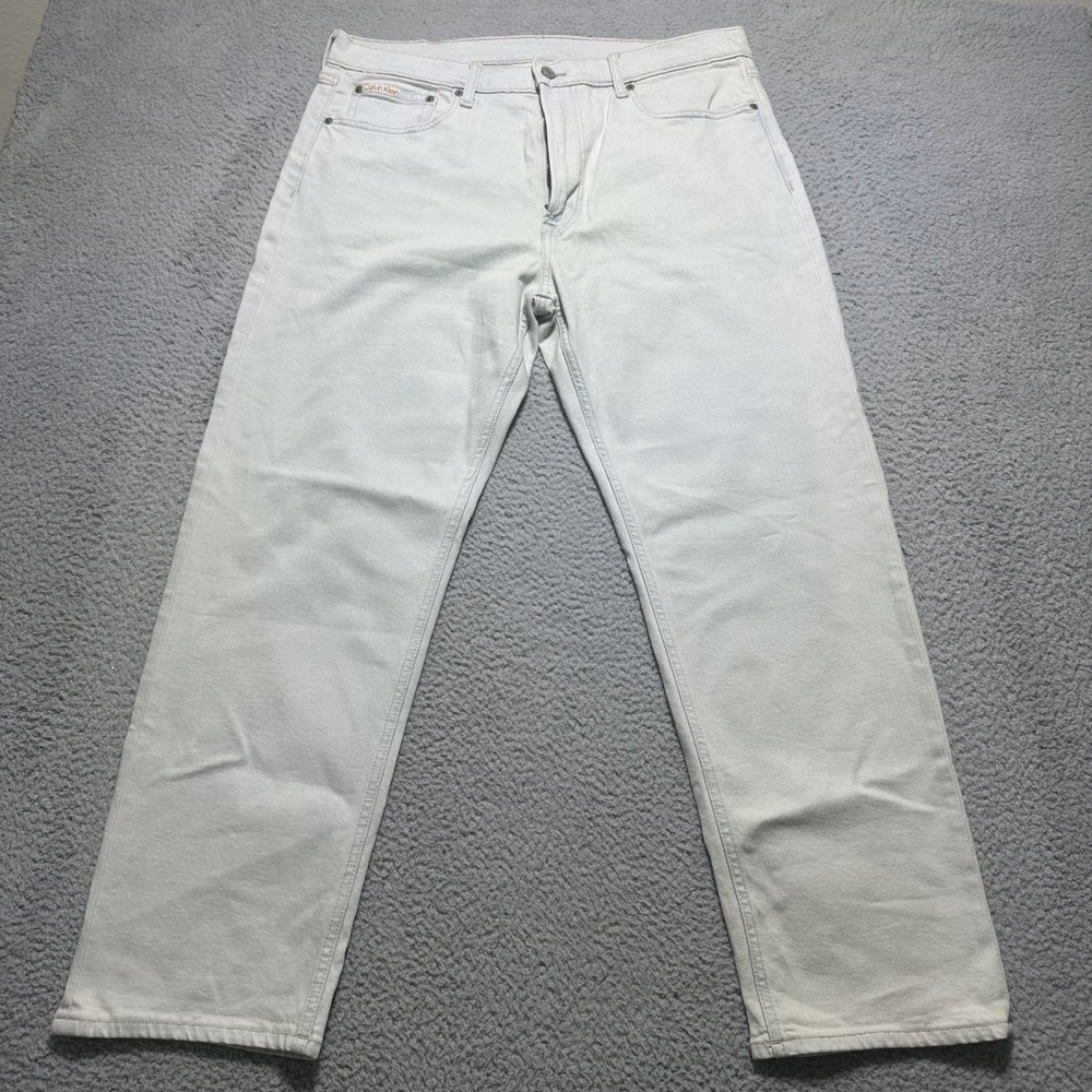 Calvin Klein Mens Straight Leg Jeans Light Wash Blue Denim 36x28.5
